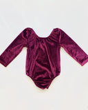Livee Long Sleeve Velvet Leotard - Cranberry
