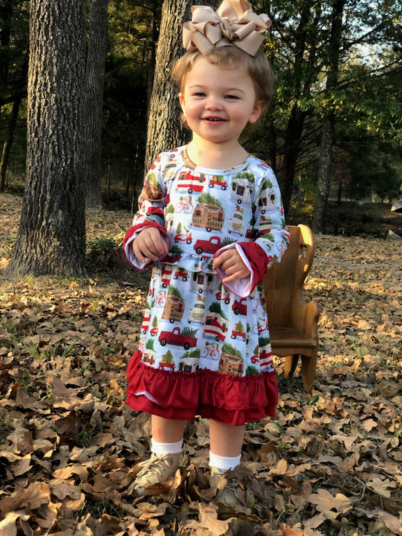 Christmas Ruffle Truck Dress