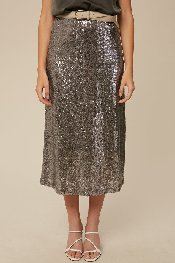 Gun Metal Sequin Skirt
