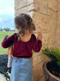 Livee Long Sleeve Velvet Leotard - Cranberry