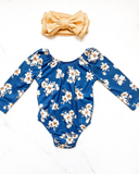 Livee Long Sleeve Leotard - Royal Daisy
